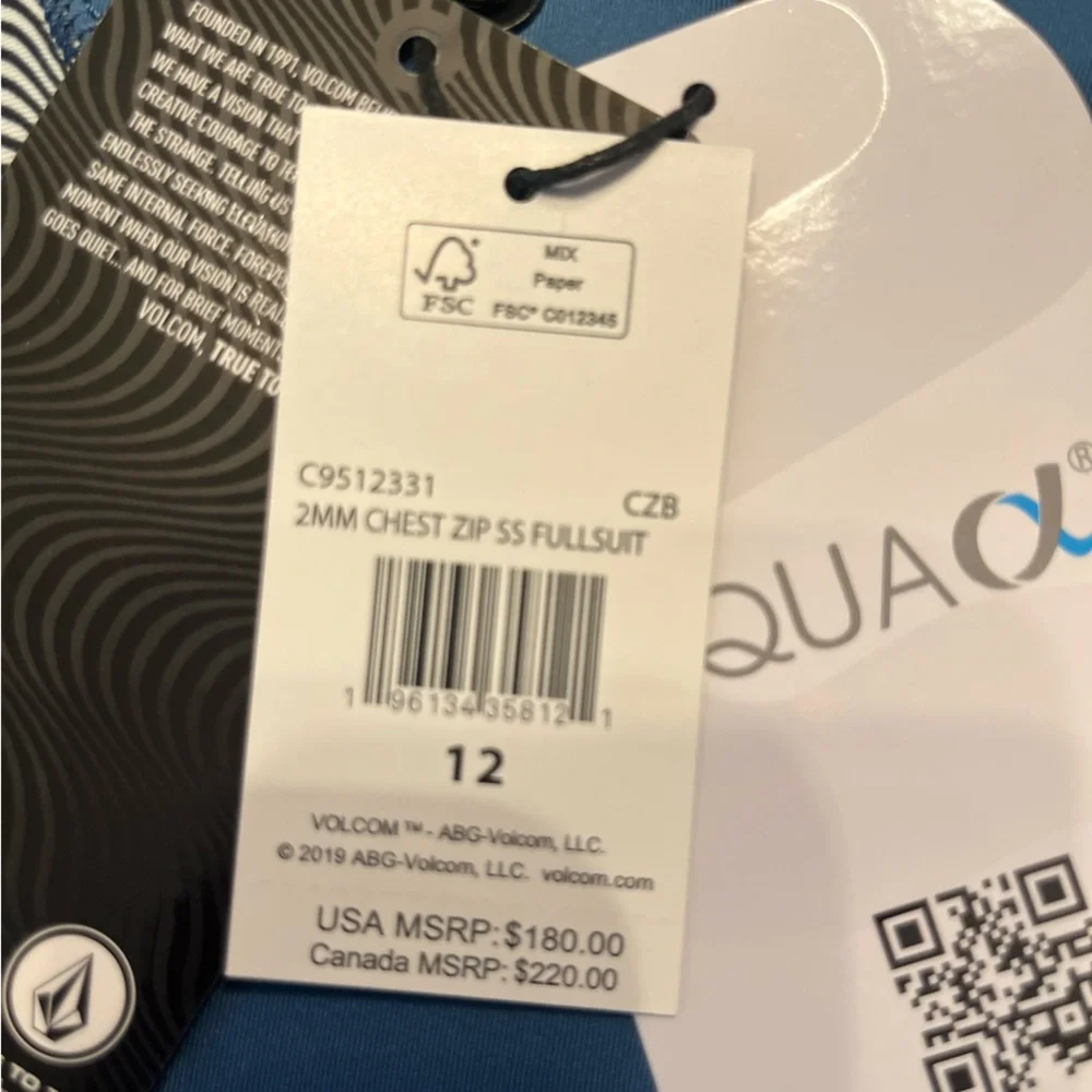 VOLCOM MODULATOR 2MM CHEST-ZIP YOUTH BOY'S S/S FULLSUIT WETSUIT